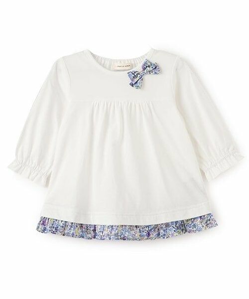 sense of wonder / センス オブ ワンダー Tシャツ | 7分袖リバティリボンTシャツ（オフ ホワイト）