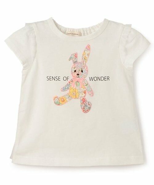 sense of wonder / センス オブ ワンダー Tシャツ | リバティウサギアップリケＴシャツ（オフ ホワイト）