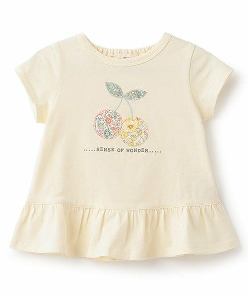 sense of wonder / センス オブ ワンダー Tシャツ | リバティチェリーアップリケTシャツ（ECRU(キナリ)）