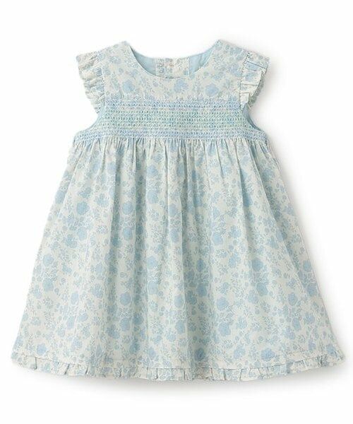 sense of wonder / センス オブ ワンダー ミニ丈・ひざ丈ワンピース | 小花スモッキングワンピース（ブルー）