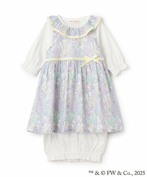 sense of wonder / センス オブ ワンダー ロンパース | 『ピーターラビット（TM）』アピス シルク プロテイン加工エプロン付き２WAYオール（ラベンダー）