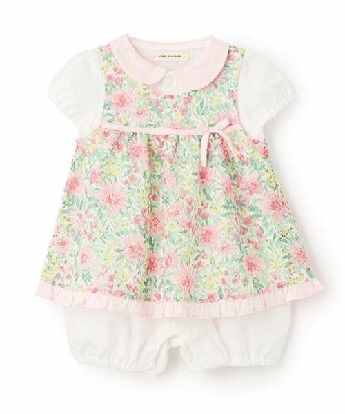 sense of wonder / センス オブ ワンダー ロンパース | フラワーレースエプロンつきショートオール（ピンク）