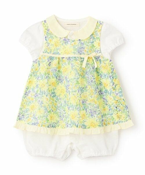 sense of wonder / センス オブ ワンダー ロンパース | フラワーレースエプロンつきショートオール（レモン イエロー）