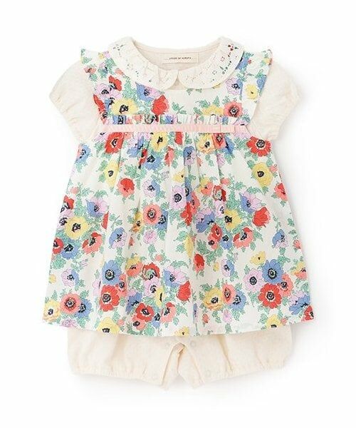 sense of wonder / センス オブ ワンダー ロンパース | 【オーガニック】マデリンエプロンつきショートオール（赤）