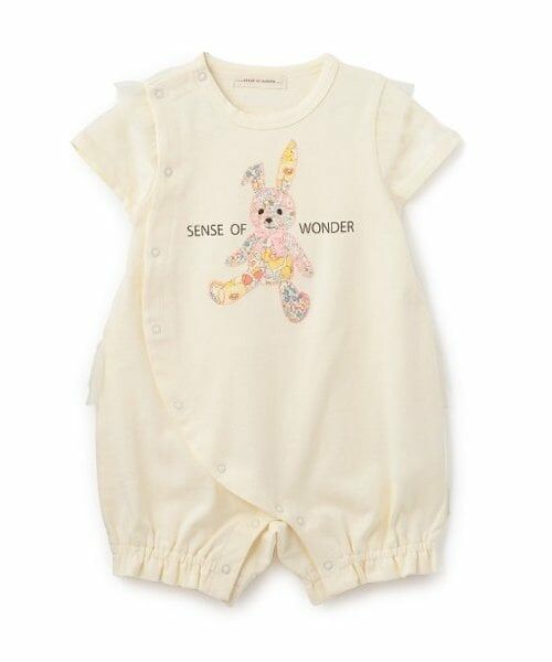 sense of wonder / センス オブ ワンダー ロンパース | リバティアップリケウサギショートオール（ECRU(キナリ)）