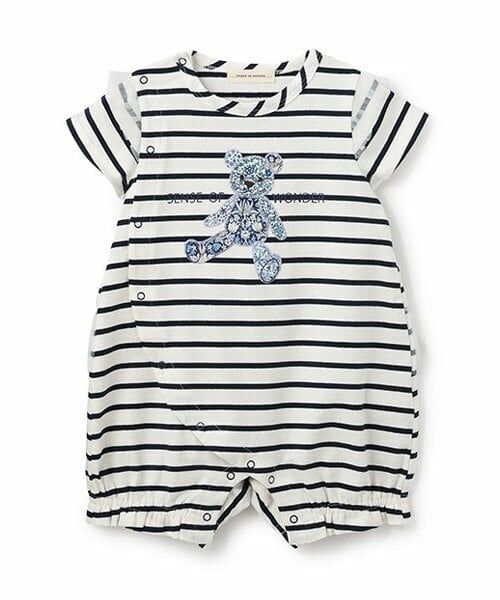 sense of wonder / センス オブ ワンダー ロンパース | リバティアップリケクマショートオール（紺）