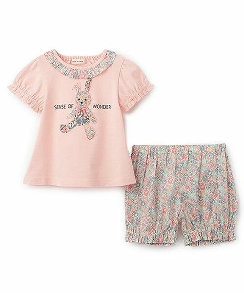 sense of wonder / センス オブ ワンダー ベビー・キッズウエア | リバティアップリケウサギベビースーツ（ピンク）