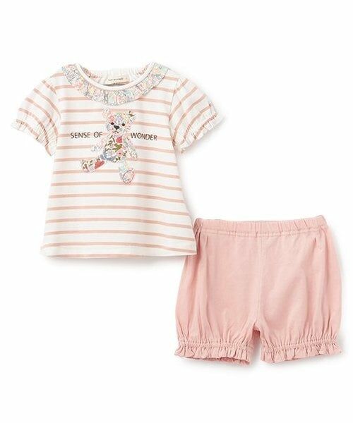 sense of wonder / センス オブ ワンダー ベビー・キッズウエア | リバティアップリケクマベビースーツ（ピンク）