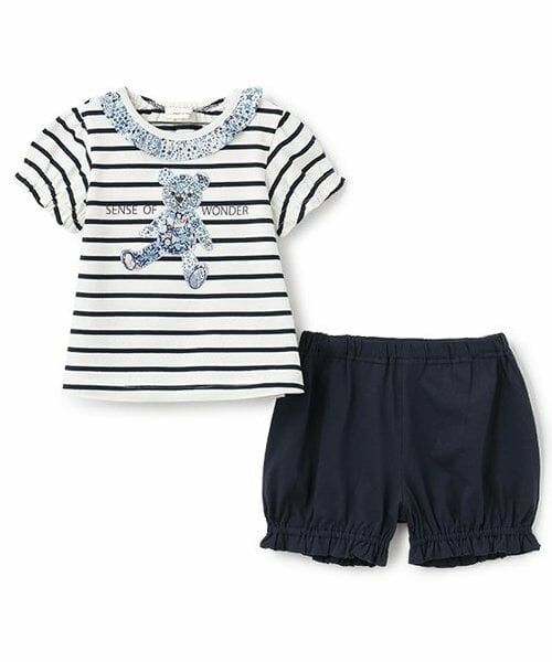 sense of wonder / センス オブ ワンダー ベビー・キッズウエア | リバティアップリケクマベビースーツ（紺）