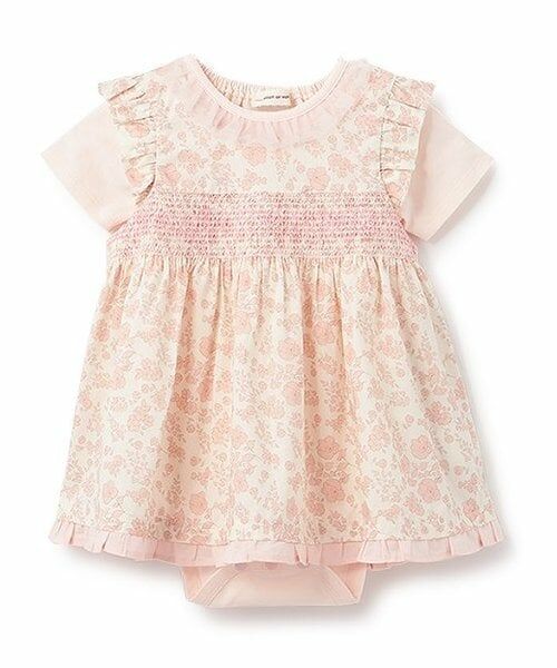 sense of wonder / センス オブ ワンダー ベビー・キッズウエア | 小花スモッキングボディスーツセット（ピンク）