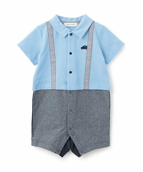 sense of wonder / センス オブ ワンダー ロンパース | ポロ衿ショートオール（ブルー）