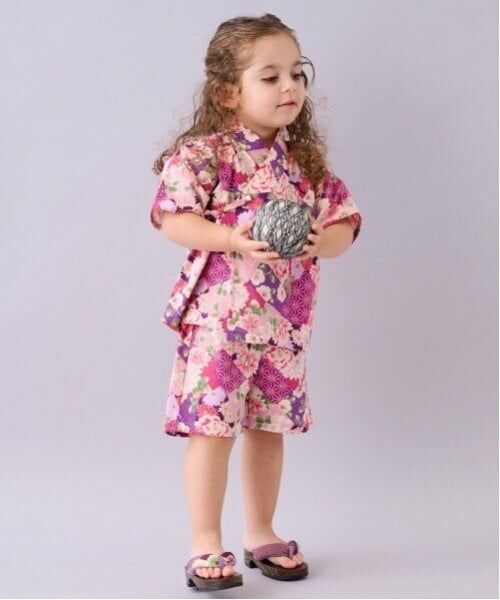 sense of wonder / センス オブ ワンダー 着物・浴衣・小物類 | 甚平スーツ(パッチワーク椿牡丹柄)（パープル）