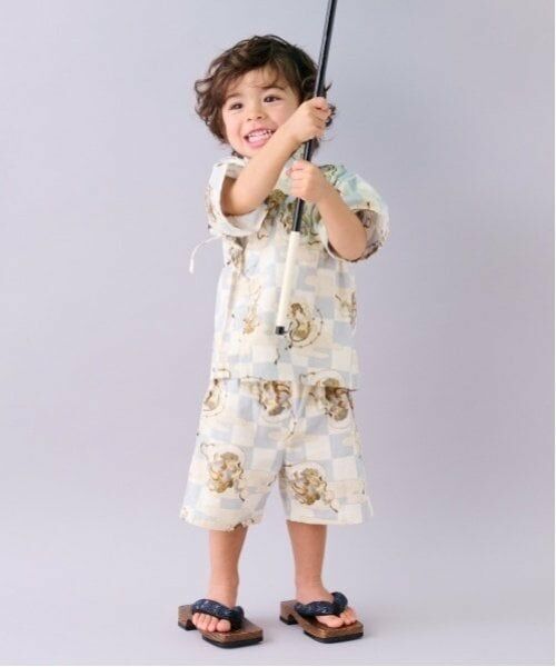 sense of wonder / センス オブ ワンダー 着物・浴衣・小物類 | 甚平スーツ(市松風神雷神柄)（ECRU(キナリ)）