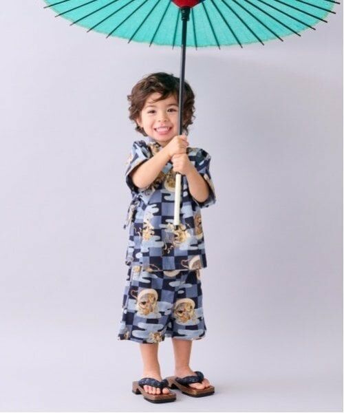 sense of wonder / センス オブ ワンダー 着物・浴衣・小物類 | 甚平スーツ(市松風神雷神柄)（紺）