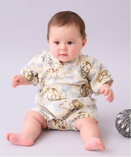 sense of wonder / センス オブ ワンダー 着物・浴衣・小物類 | 甚平オール(市松風神雷神柄)（ECRU(キナリ)）