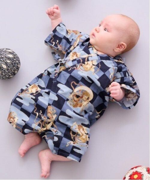 sense of wonder / センス オブ ワンダー 着物・浴衣・小物類 | 甚平オール(市松風神雷神柄)（紺）