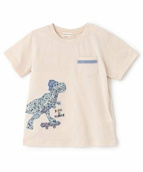 sense of wonder / センス オブ ワンダー Tシャツ | 接触冷感リバティダイナソーTシャツ（ベージュ）