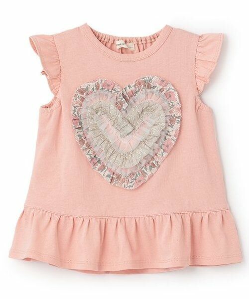 sense of wonder / センス オブ ワンダー Tシャツ | リバティフリルハート袖なしTシャツ（ピンク）