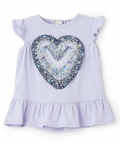 sense of wonder / センス オブ ワンダー Tシャツ | リバティフリルハート袖なしTシャツ（ラベンダー）