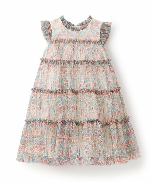 sense of wonder / センス オブ ワンダー ミニ丈・ひざ丈ワンピース | リバティプリントチュールドレス【日本製】（ピンク）