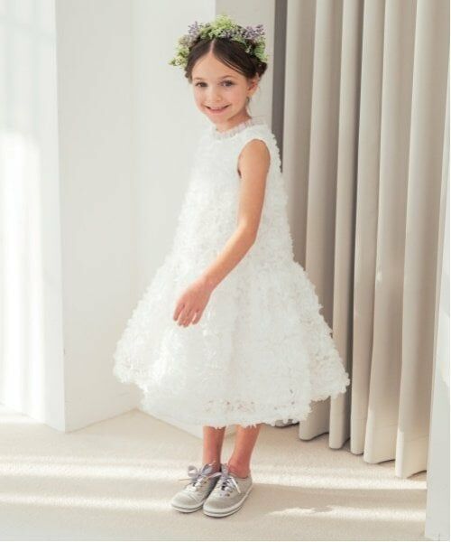 sense of wonder / センス オブ ワンダー ドレス | フラワーテープフリルドレス（オフ ホワイト）