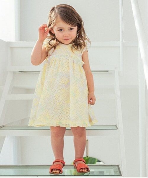 sense of wonder / センス オブ ワンダー ミニ丈・ひざ丈ワンピース | フラワーレースワンピース【日本製】（レモン イエロー）