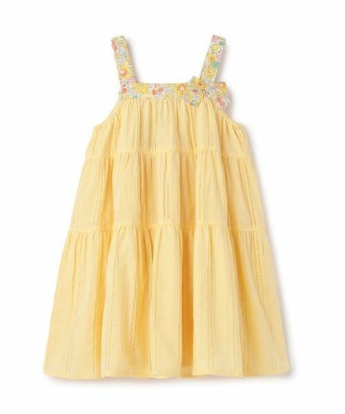 sense of wonder / センス オブ ワンダー ミニ丈・ひざ丈ワンピース | リバティヨークティアードワンピース（レモン イエロー）