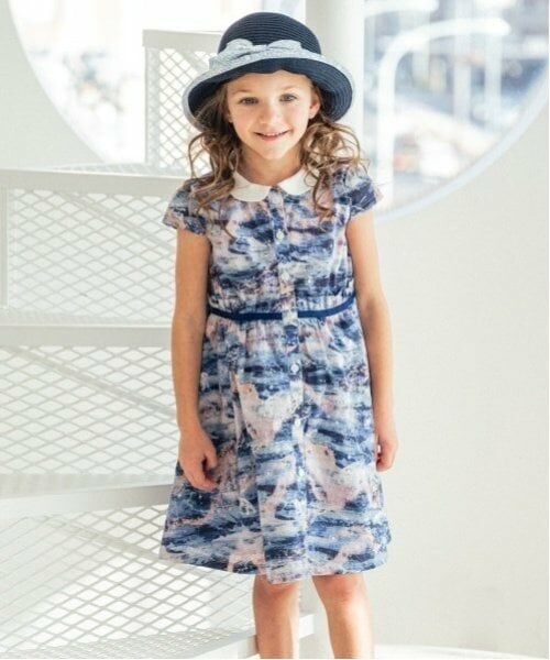 sense of wonder / センス オブ ワンダー ミニ丈・ひざ丈ワンピース | オーロラ・スカイワンピース【日本製】（ブルー）