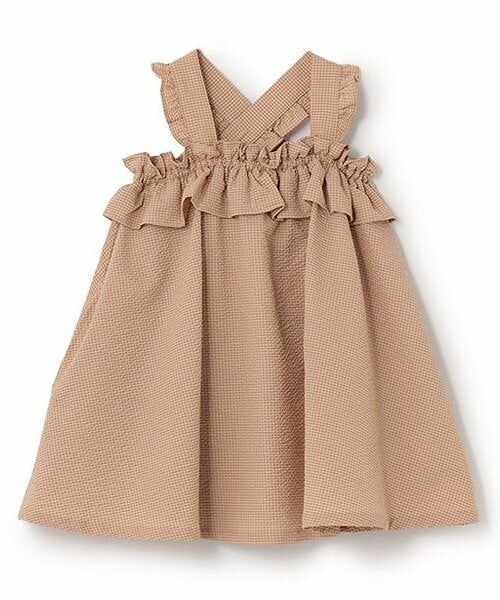 sense of wonder / センス オブ ワンダー ミニ丈・ひざ丈ワンピース | サッカーギンガムチェックサンドレス【日本製】（オレンジ）