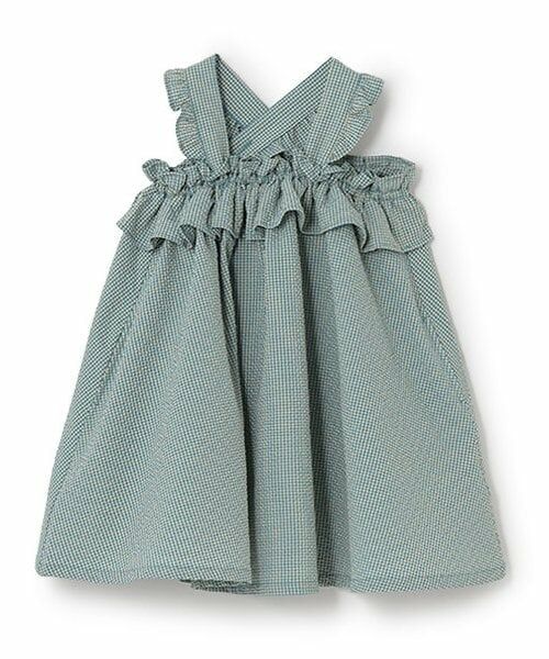 sense of wonder / センス オブ ワンダー ミニ丈・ひざ丈ワンピース | サッカーギンガムチェックサンドレス【日本製】（グリーン）