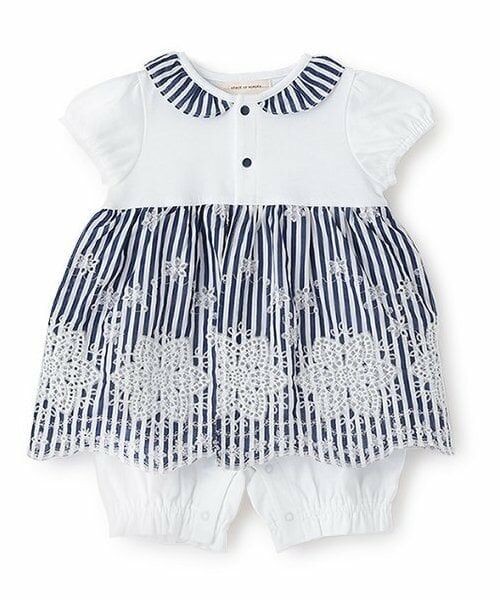 sense of wonder / センス オブ ワンダー ロンパース | 裾レースショートオール（ストライプ）