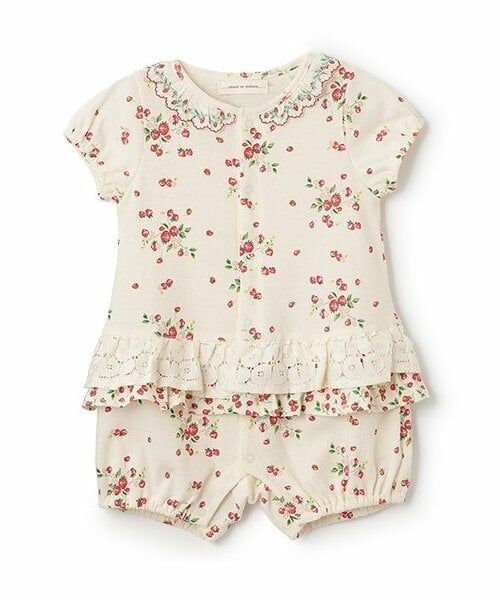 sense of wonder / センス オブ ワンダー ロンパース | 【オーガニック】野イチゴショートオール【日本製】（ECRU(キナリ)）