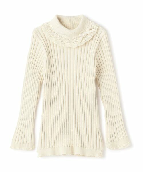 sense of wonder / センス オブ ワンダー ニット・セーター | 【オーガニック】フリル衿リブセーター【日本製】（ECRU(キナリ)）