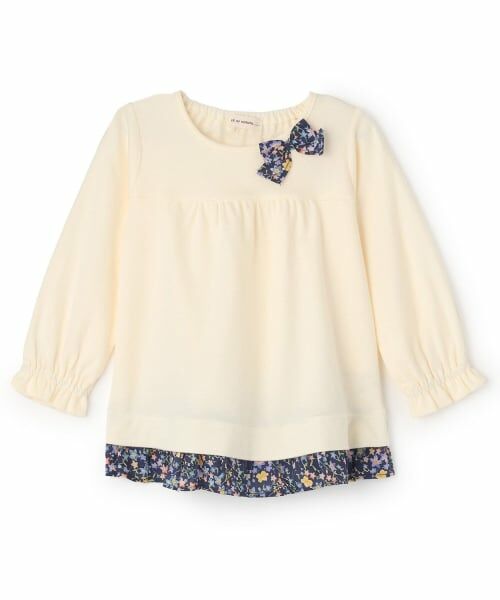 sense of wonder / センス オブ ワンダー Tシャツ | 小花柄長袖リボンTシャツ（ECRU(キナリ)）