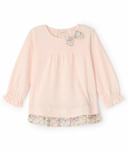 sense of wonder / センス オブ ワンダー Tシャツ | 小花柄長袖リボンTシャツ（ピンク）