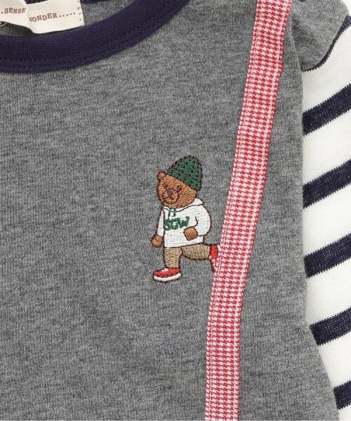 sense of wonder / センス オブ ワンダー Tシャツ | ベア刺しゅうサスペンダー長袖Tシャツ | 詳細3