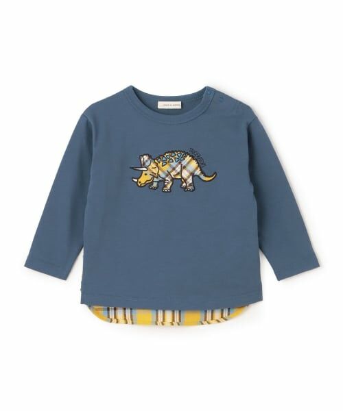 sense of wonder / センス オブ ワンダー Tシャツ | 恐竜アップリケ長袖Tシャツ（紺）