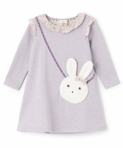 sense of wonder / センス オブ ワンダー ミニ丈・ひざ丈ワンピース | ラメ裏毛ウサギポシェットワンピース（ラベンダー）