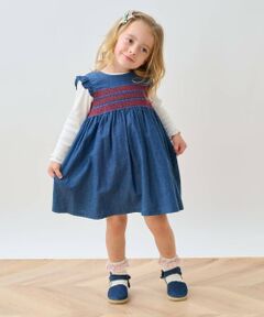 sense of wonder / センス オブ ワンダー ミニ丈・ひざ丈ワンピース | デニムスモッキングジャンパースカート