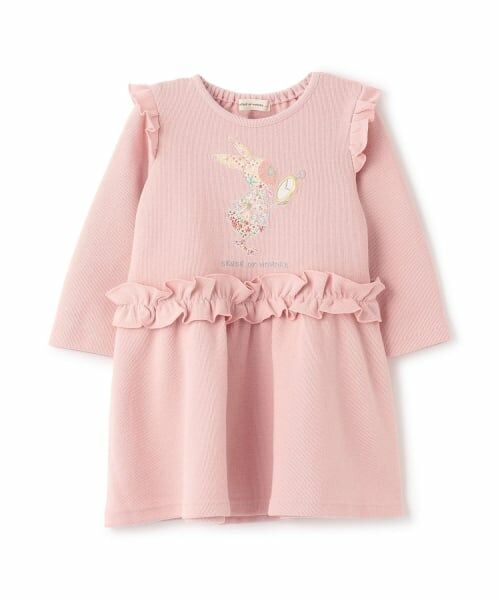 sense of wonder / センス オブ ワンダー ミニ丈・ひざ丈ワンピース | リバティウサギ時計ワンピース（ピンク）