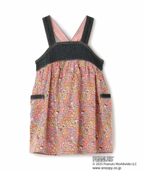 sense of wonder / センス オブ ワンダー ミニ丈・ひざ丈ワンピース | 【PEANUTS】デニム切替ジャンパースカート（ピンク）