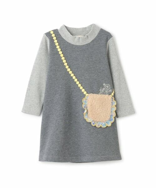 sense of wonder / センス オブ ワンダー ミニ丈・ひざ丈ワンピース | ボアポシェット裏毛ワンピース（グレー）