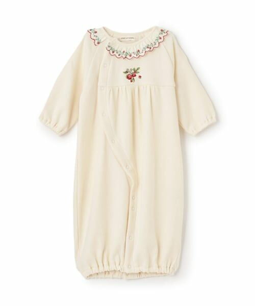 sense of wonder / センス オブ ワンダー ロンパース | 【オーガニック】野イチゴ刺しゅう2WAYドレス【日本製】（ECRU(キナリ)）