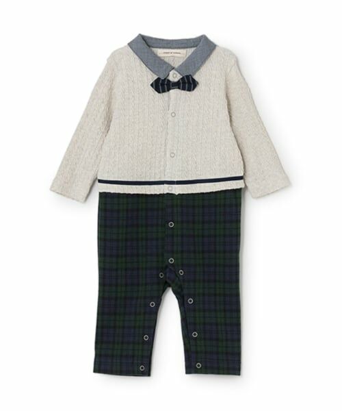 sense of wonder / センス オブ ワンダー ロンパース | ケーブルレイヤードカバーオール【日本製】（グリーン）