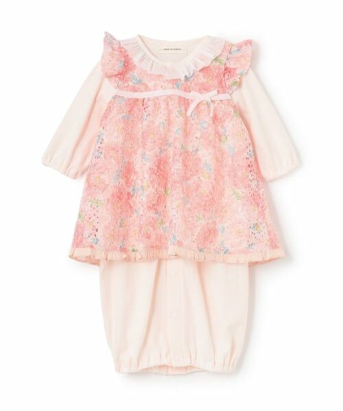 sense of wonder / センス オブ ワンダー ロンパース | フラワーレースエプロンつき2WAYオール【日本製】（ピンク）