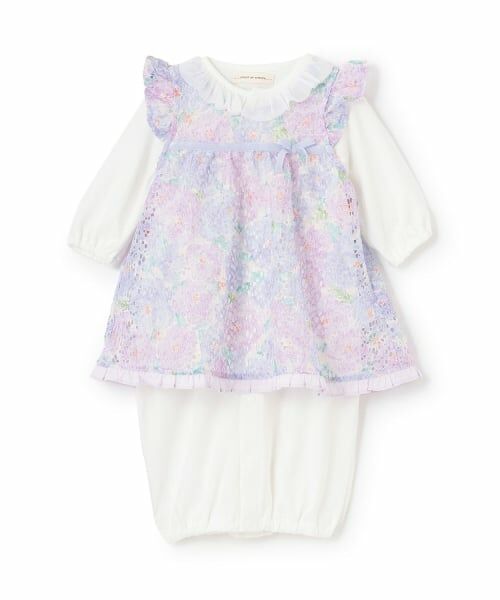 sense of wonder / センス オブ ワンダー ロンパース | フラワーレースエプロンつき2WAYオール【日本製】（ラベンダー）