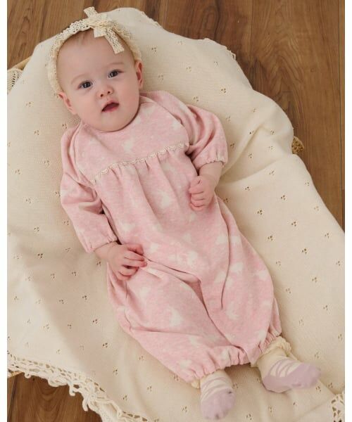 sense of wonder / センス オブ ワンダー ロンパース | 【オーガニック】ウサギジャカード2WAYオール【日本製】（ピンク）