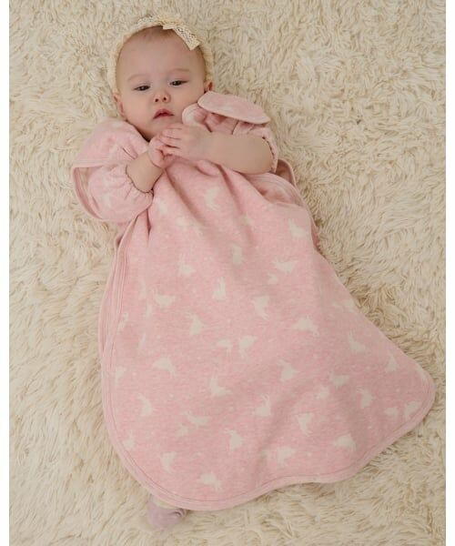 sense of wonder / センス オブ ワンダー ベビー・キッズウエア | 【オーガニック】ウサギジャカードスリーパー【日本製】（ピンク）