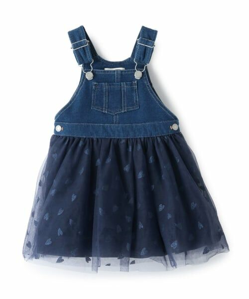 sense of wonder / センス オブ ワンダー ミニ丈・ひざ丈ワンピース | ニットデニムジャンパースカート（紺）