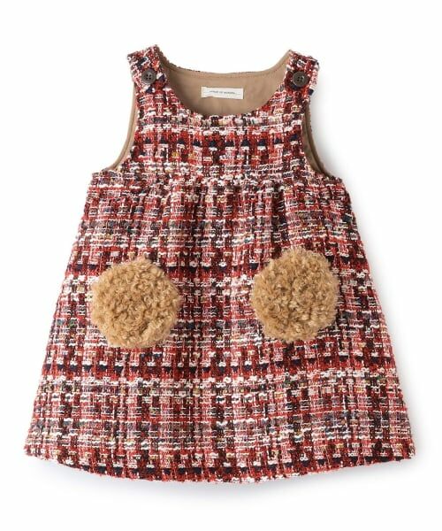 sense of wonder / センス オブ ワンダー ミニ丈・ひざ丈ワンピース | ロービングチェックジャンパースカート（赤）